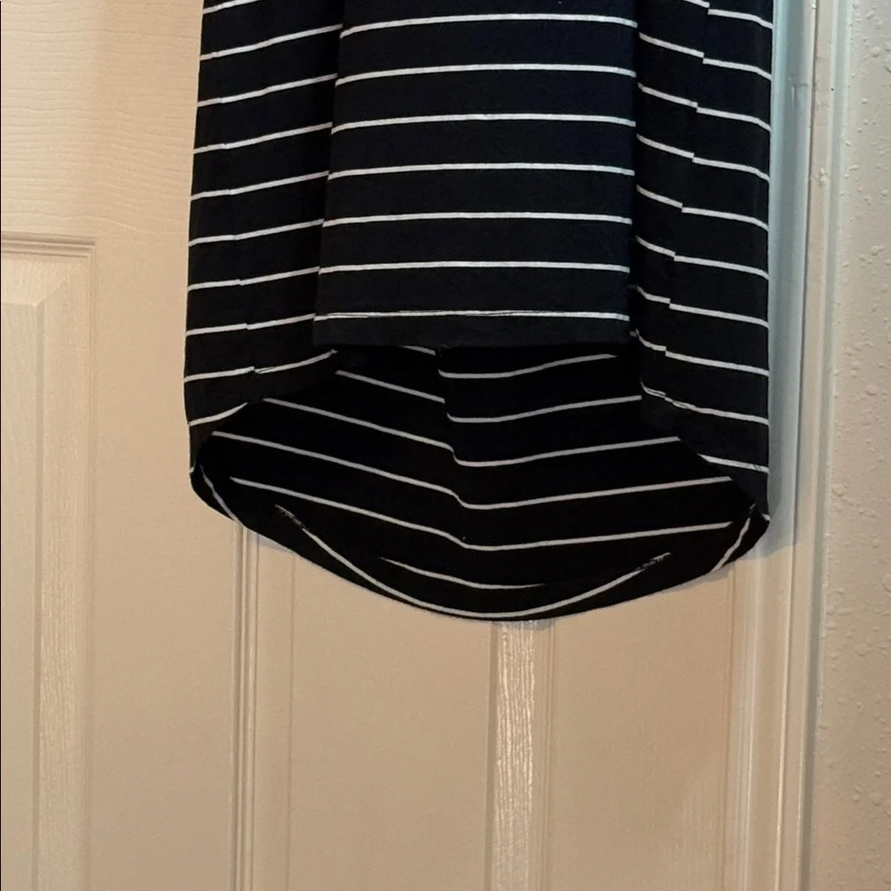 C&C California Womens  Black White Striped Maxi Dress Sleeveless Keyhole Back L - Picture 12 of 12